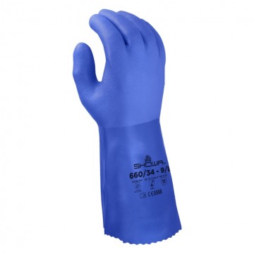 Guante 660/34 pvc triple azul 34 cms.