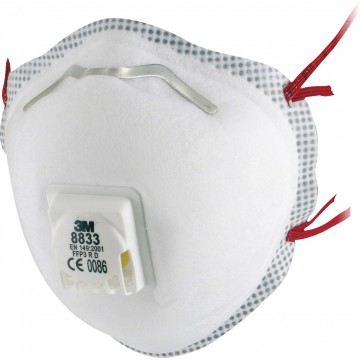 Mascarilla 8833 moldeable FFP3 R D c/válvula 3M (10 uds/ caja)