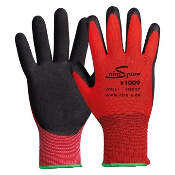 Guante nylon rojo spandex con espuma de nitrilo negro modelo niro s pure 1009