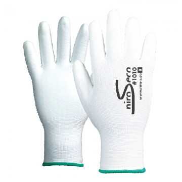 Guante de poliester con palma de poliuretano color blanco mod.1010