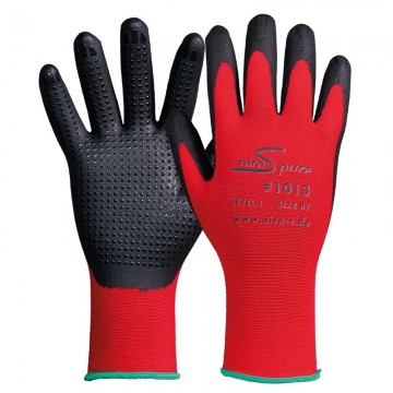 Guante espuma nitrilo negro con puntos spandex nylon rojo modelo 1013