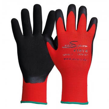 Guante latex negro microporoso foam en palma nylon rojo modelo 1014