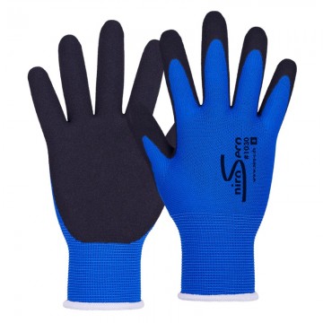 Guante latex negro foam en palma poliester azul modelo 1030