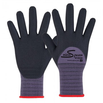 Guante nylon gris recubierto 3/4 espuma micronitrilo negra MODELO 1034