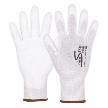 Guante anticorte nivel C recubrimiento de pu blanco pantalla tactil ESD modelo 3501