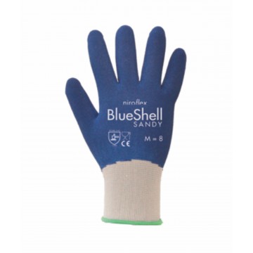 Guante revestimiento de nitrilo azul alimentario modelo BLUE SHELL SANDY 
