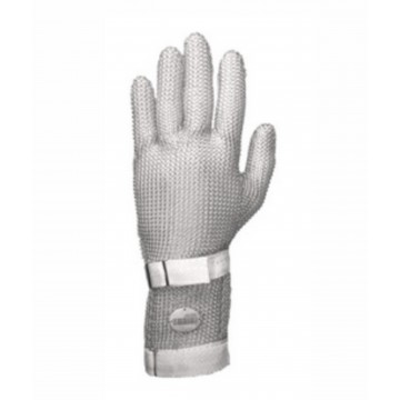 Guante malla acero puño 75mm modelo: FM PLUS con cinta de Textil