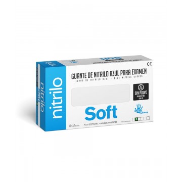 Guante de nitrilo azul 3.5 SIN polvo SOFT. Caja de 100 uds