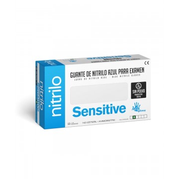 Guante de nitrilo azul 3.1 g SIN polvo SENSITIVE. Caja de 100 uds / DS-2003 azul