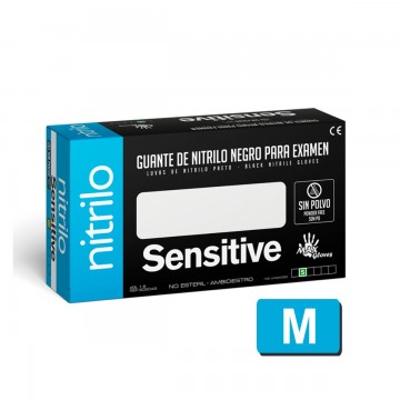 Guante de nitrilo negro 3,5 gr SIN polvo. Caja de 100 uds TALLA M/DS-2003 negro