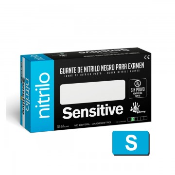 Guante de nitrilo negro 3,5 gr SIN polvo. Caja de 100 uds TALLA S/DS-2003 negro