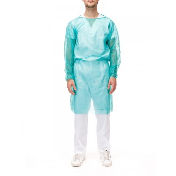 Bata de Polipropileno Hospitalaria Puño con Elástico - Verde