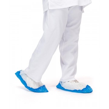 Cubre Zapatos Alta Resistencia Polipropileno + Polietileno. Blanco+Azul (100 uds)/6500M
