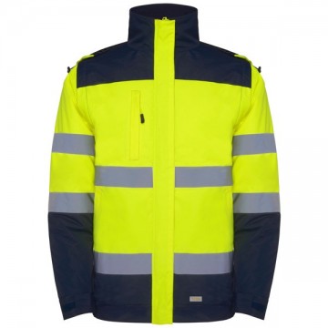 Chaqueta acolchada bicolor de alta visibilidad.
