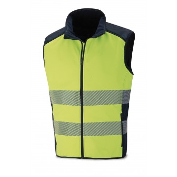 Chaleco Alta Visibilidad SoftShell bicolor con bandas segmentadas. 300 gr.. VISOR. Ref. 13-288VSFYFA