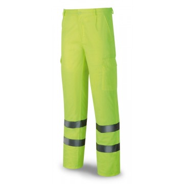 Pantalon modelo STAR alta visibilidad poliester/algodon amarillo fluor 388PFEYF