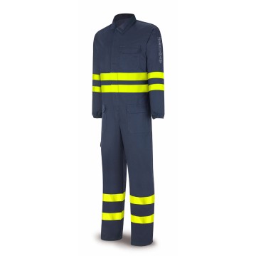 Buzo ignífugo y antiestático con bandas reflectantes de alta visibilidad. REF. 988BIAV