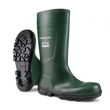 Bota de agua verde Dunlop work-it. Caña alta. PVC. Puntera y lámina metálicas. (13-NB2KL01V)