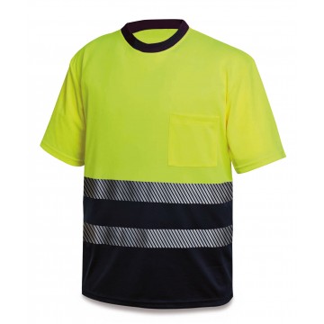 Camiseta A.V. bicolor poliéster/algodón con bandas segmentadas 150 gr.. Modelo PIXIE