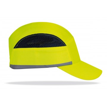 Mod. “BUMPER PRO FLUOR”. Gorra de protección anti golpes con rejillas de ventilación lateral. Color amarillo Alta Visibilidad co
