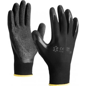 Guante revestido de latex rugoso negro soporte sin costuras modelo 5071LB