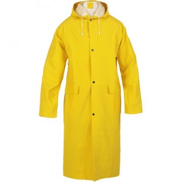 Gabardina AMARILLA de lluvia en PVC/poliéster/PVC, capucha suelta. (Versión económica) (314-RLCY)