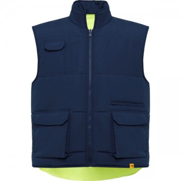 Chaleco reversible multibolsillos y A.V c/cuello alto 55221 Marino/Amarillo F. PERSEI 9313.