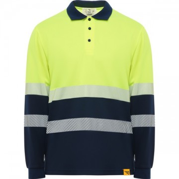 Polo técnico m/larga Alta Visibilidad VEGA LS 9316 Amarillo F/marino.