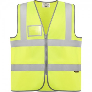 Chaleco Alta Visibilidad POLUX-9311 c/ cremallera y porta identificacion.