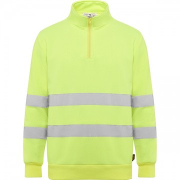 Sudadera media cremallera de alta visibilidad.