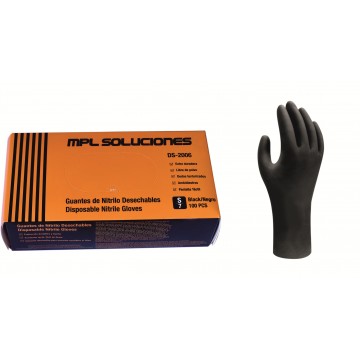 Guante 100 % nitrilo Negro desechable 5 grs. DS-2006 (cajitas de 100)