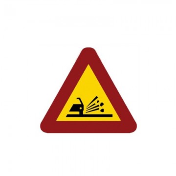 Señal Obra Económica Proyección de gravilla TP-28, 70cm.