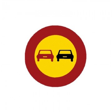 Señal Obra Económica Adelantamiento prohibido a vehículos TR-305, 50cm.