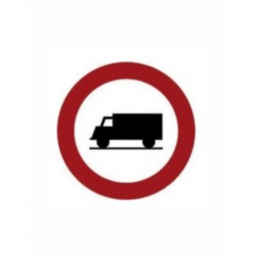 Señal Económica Definitiva Entrada prohibida a vehículos transporte de mercancias R-106, 50cm.