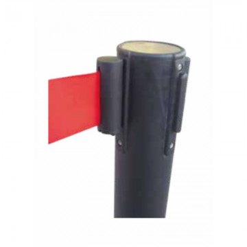 Poste Negro con cinturón retráctil rojo