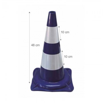 Cono de Señalización 1 pieza 50 cms con bandas reflectantes. Color Azul