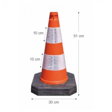 Cono señalizacion 1 pieza 51 cm con bandas