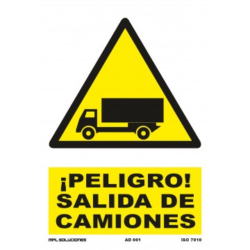 Señal: ¡Peligro! Salida de camiones