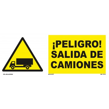 Señal: ¡Peligro! Salida de camiones
