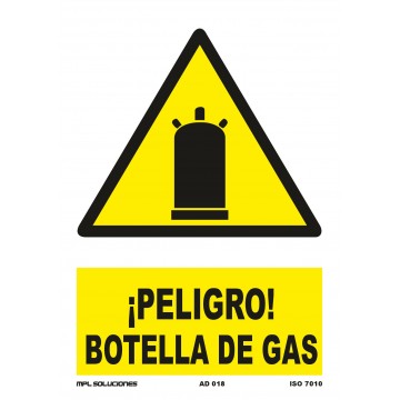 Señal: ¡Peligro! Botella de gas