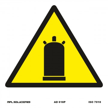 Señal: ¡Peligro! Botella de gas