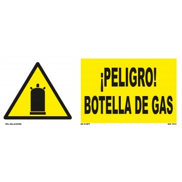 Señal: ¡Peligro! Botella de gas