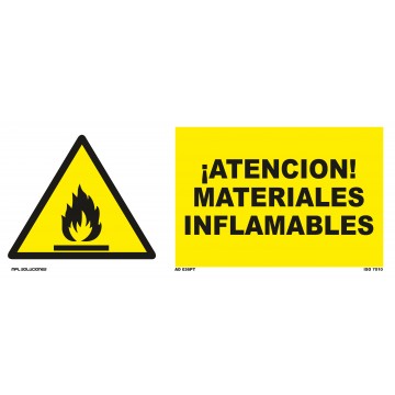Señal: ¡Atención! Materiales inflamables