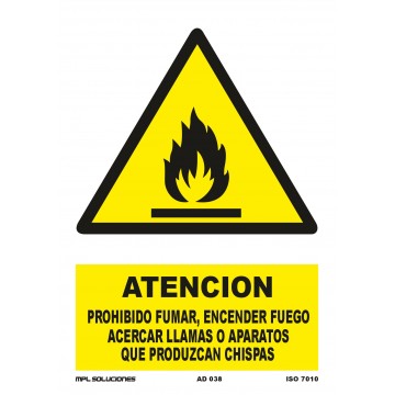 Señal: Atención, prohibido fumar, encender fuego...