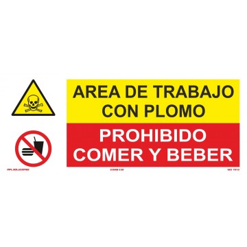 Señal: Área De Trabajo Con Plomo - Prohibido Comer Y Beber