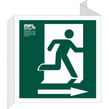 Banderola Cuadrada: Salida de emergencia derecha