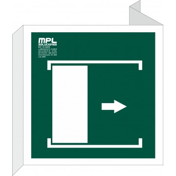 Banderola Cuadrada: Salida de emergencia deslizar derecha