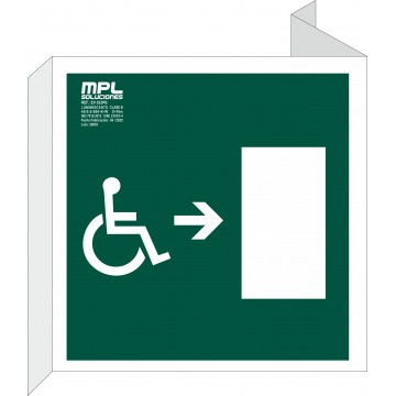 Banderola Cuadrada: Salida emergencia minusválidos derecha