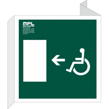 Banderola Cuadrada: Salida emergencia minusválidos izquierda