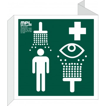 Banderola Cuadrada: Ducha Y Lavaojos De Emergencia